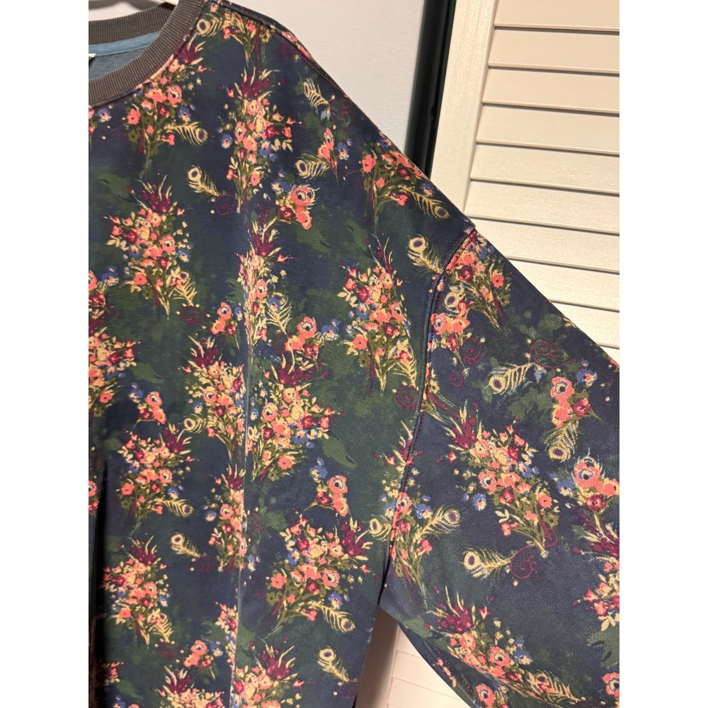Natural Life English Garden Floral Sweatshirt L/XL Boho Navy Grey Pullover Top - Picture 6 of 8